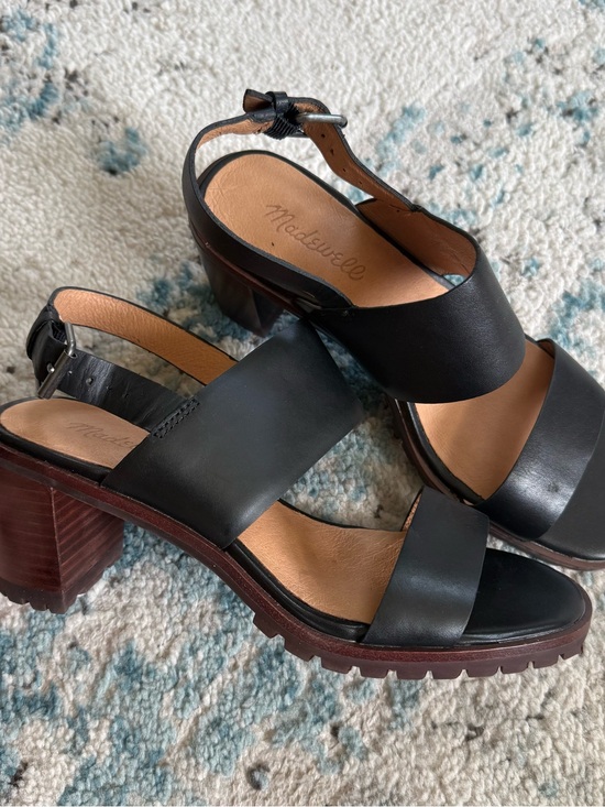 Madewell Shoes - Madewell Black Leather Block Heel Slingback Sandals